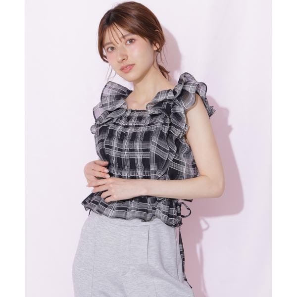 ジル バイ ジル スチュアート（JILL by JILL STUART）/シャーリングシアーリングチェックブブラウス
