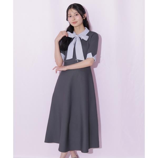 ジル バイ ジル スチュアート（JILL by JILL STUART）/シャツ襟ドッキングニットワンピース半袖