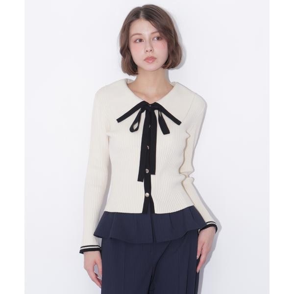 ジル バイ ジル スチュアート（JILL by JILL STUART）/配色ボウタイコンパクトニット