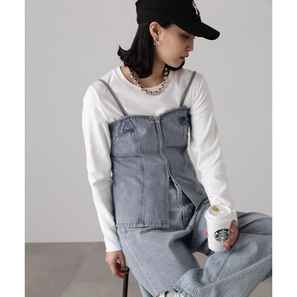 Floirds Market 取り外し可能ファー付きデニムビスチェ Floirds Market 取り外し可能ファー付きデニムビスチェ Floirds