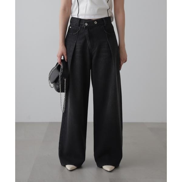 フリーズマート（Free’s Mart）/アシメベルトタックワイドデニムパンツ