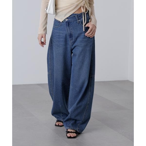フリーズマート（Free’s Mart）/[低身長サイズ／Sシリーズ]アシメベルトコクーンデニムパンツ