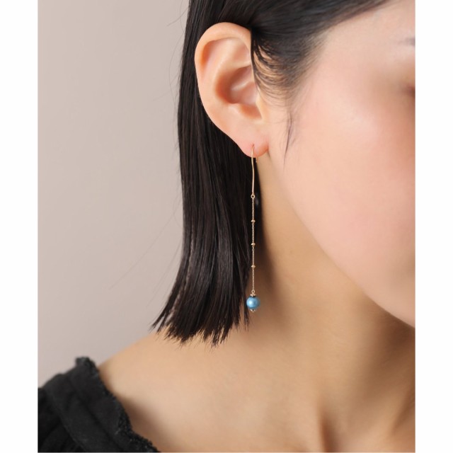 インディゴパール1粒ピンピアス K10（両耳）（ピアス（両耳用