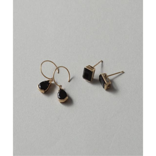 リラバイスピック＆スパン（Lilas by Spick and Span）/ペアシェイプオニキスフープピアス K10（両耳）_4