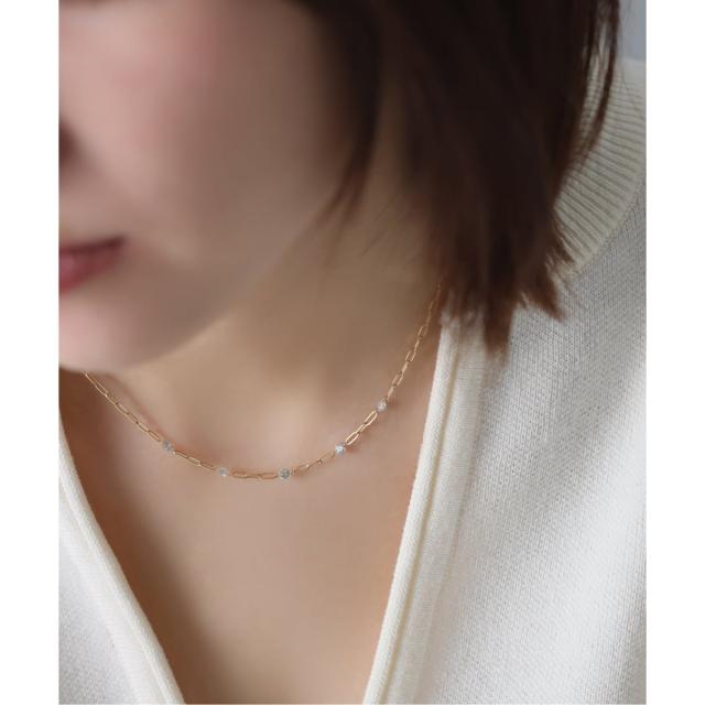 リラバイスピック＆スパン（Lilas by Spick and Span）/ダブルホールダイヤ5Pペーパークリップチェーンネックレス K18