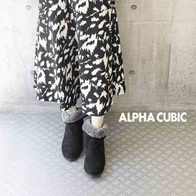 アルファキュービック ALPHA CUBIC 本革 インヒール ワイド