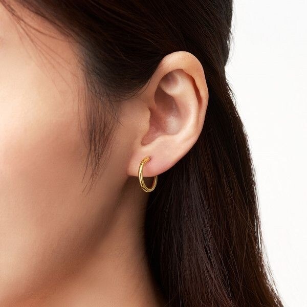 ESTELLE K18YG フープピアス 1×10 ESTELLE K18YG フープピアス 1×10 Ear Jewelry】K18 ピンクゴールド