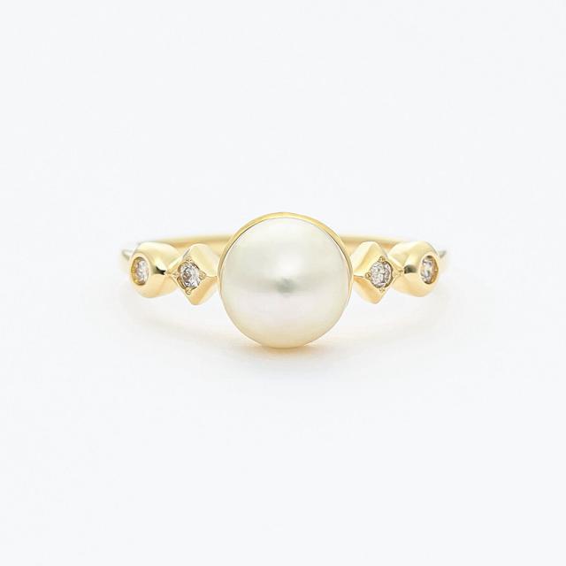 エステール（ESTELLE）/6月誕生石 K10 イエローゴールド あこや真珠 リング（指輪）