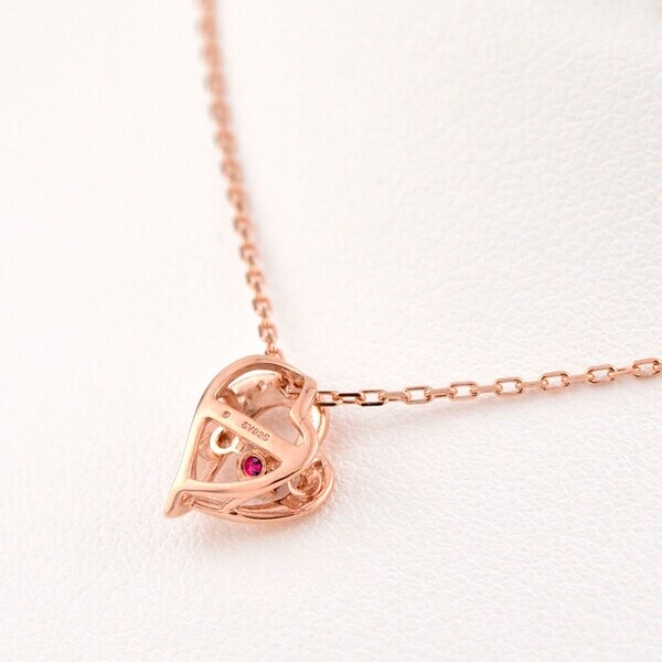 シンセティック ルビー ネックレス レディース ピンクゴールド 加工 7月 誕生石 お守り 誕生日プレゼント 女性 ブランド Blue Cat(ブルーキャット) シルバー 合成ルビー ネックレス レディース