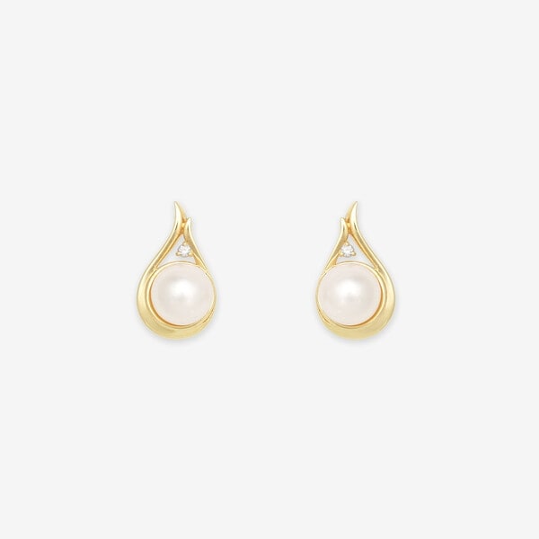 エステール（ESTELLE）/6月誕生石 K10 イエローゴールド あこや真珠 しずく ピアス