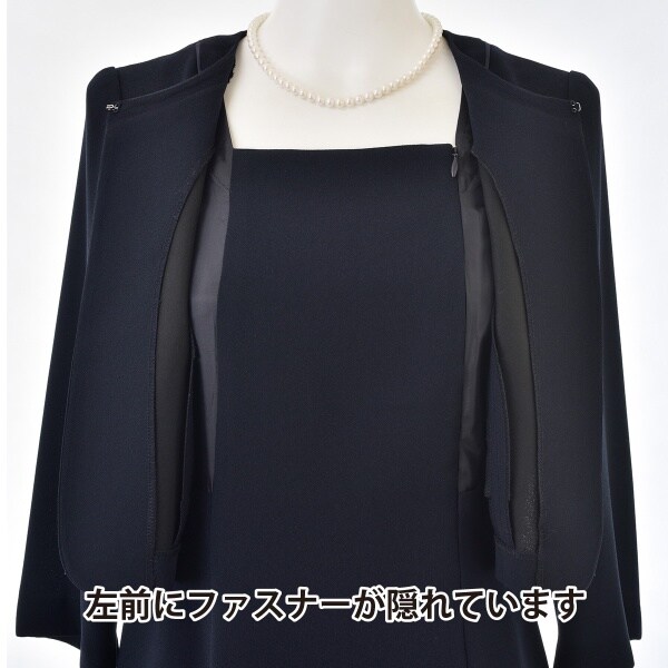 ソリテール（SORITEAL．）/【お受験ワンピース】ボレロ風ノーカラー前開きお受験ワンピ/入学式/入園式/卒業式/卒園式/レディース ソリテール（SORITEAL．）/【お受験ワンピース】ボレロ風ノーカラー前