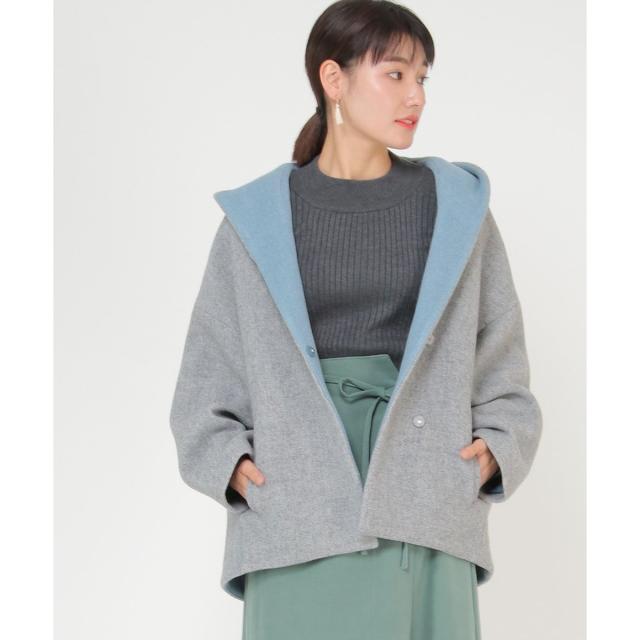 イッカ（ikka）/フード配色ユルシルエットコート