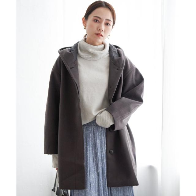 イッカ（ikka）/RENU メルトンミドル丈フードジャケット