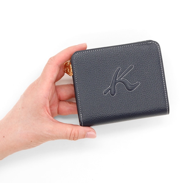 キタムラ　Kロゴ　刺繍　レザー　三つ折り財布 キタムラ Kロゴ 刺繍 レザー 三つ折り財布