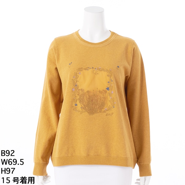 スーパーハッカフィーユ（super hakka feuille）/［15〜19号］40/20裏毛×60コットンローンガーランドプチフラワー刺繍トレーナー