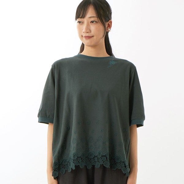 スーパーハッカフィーユ（super hakka feuille）/[15〜19号]ミニ裏毛サークルスカラップケミカルレースTシャツ スーパーハッカフィーユ（super hakka feuille）/[15〜19号]ミニ裏毛