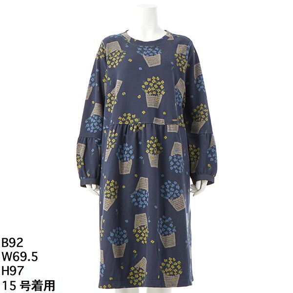 スーパーハッカフィーユ（super hakka feuille）/[15〜19号]コットンポリエステル フラワーポットニットジャカードワンピース