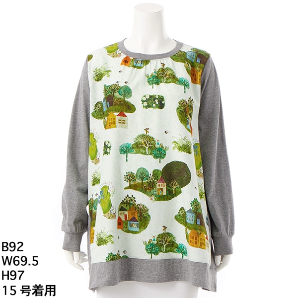 スーパーハッカフィーユ（super hakka feuille）/[15〜19号]SUPER HAKKA×サクマ ユウコ「ある日の森の街」「この葉の青い鳥」チュニック