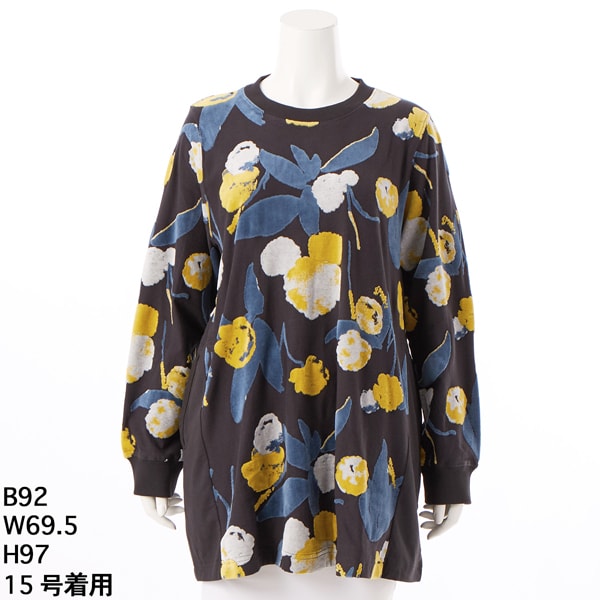 スーパーハッカフィーユ（super hakka feuille）/[15〜19号]フラッフィーフラワーベロアジャカードチュニックカットソー