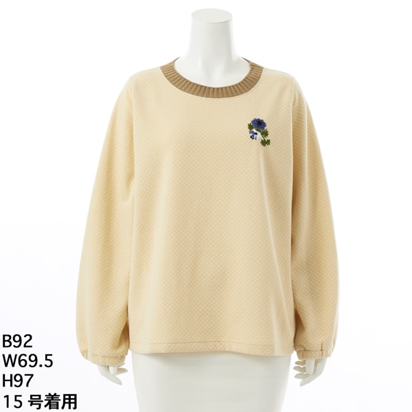 スーパーハッカフィーユ（super hakka feuille）/[15〜19号]プルームレットハンド刺繍キルティングダブルジャカードプルオーバー