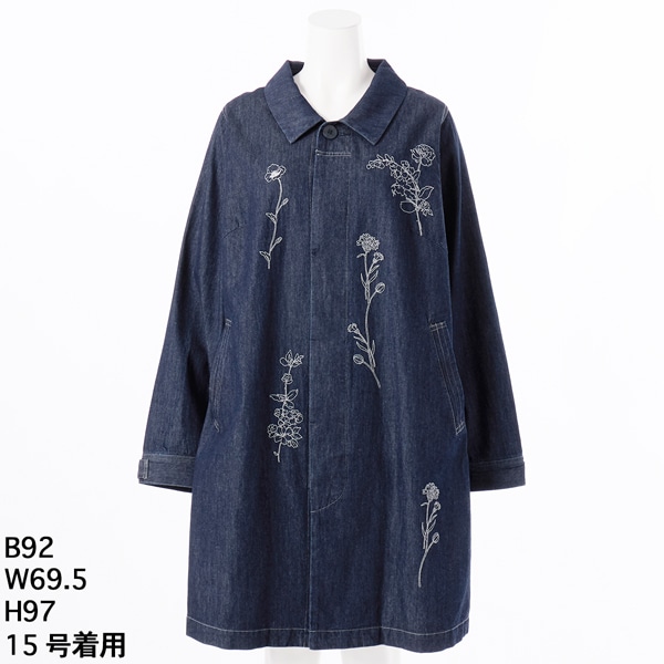 スーパーハッカフィーユ（super hakka feuille）/[15〜19号]ツイル/デニムスレッド フローラルライン刺繍単色刺繍コート_1
