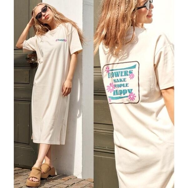 アナップ（ANAP）/フラワーメッセージプリントTシャツワンピース