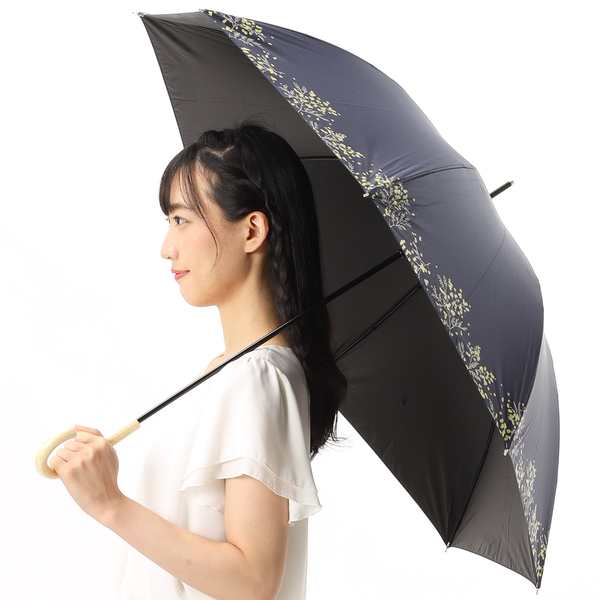 【BK】(L)カシュネ cache nez / 軽量サークルミモザプリントショートパラソル 晴雨兼用 長傘 レイン