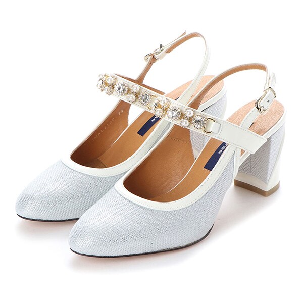 マドラス（madras）/眩い輝きのクリスタルを贅沢に使用した バックストラップパンプス