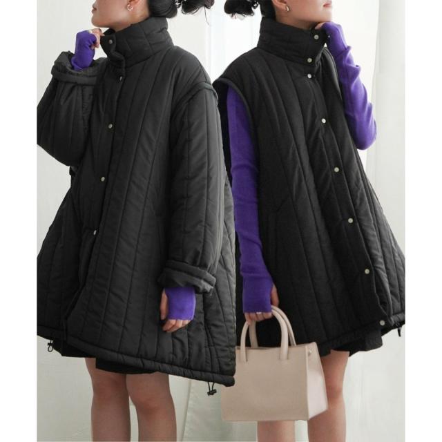 ヴァンスエクスチェンジ（VENCE EXCHANGE）/袖取り外し縦キルト中綿コート