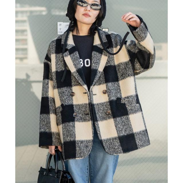 ヴァンスエクスチェンジ（VENCE EXCHANGE）/チェックミドル丈ジャケット