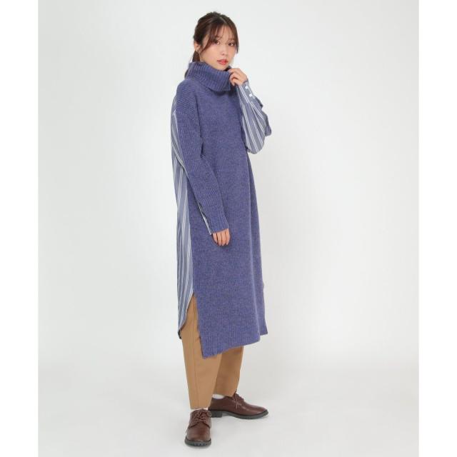 LBC（LBC）/異素材切り替えタートルニットワンピ