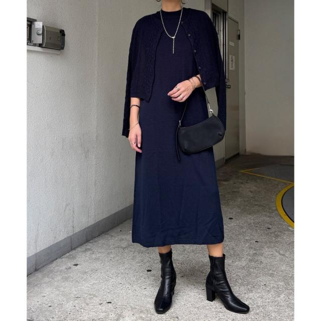 LBC（LBC）/【2点セット】透かし編みカーデセットニットワンピの通販は