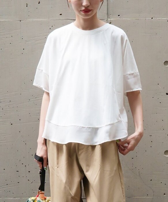 ブラウス 春夏 日本製 前身刺しゅう切替えブラウス 全2色 ブルー