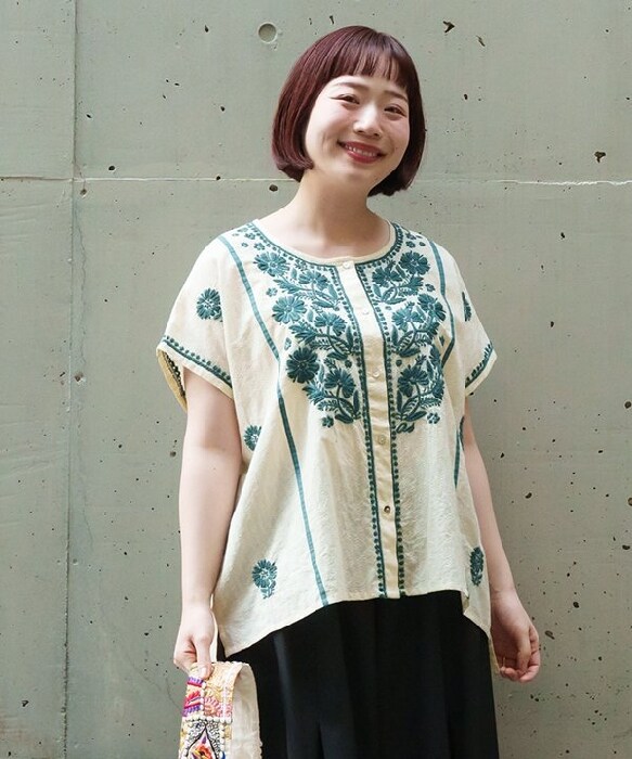 AS KNOW AS olaca モリっとラクノー刺繍ＳＨ アズノゥアズオオラカ（AS KNOW AS olaca）/【大きいサイズ