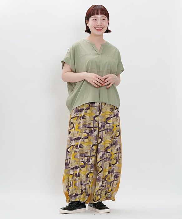 大きいサイズ AS KNOW AS olaca アズノゥアズ オオラカ シフォンフリル フレアチュニック カットソー15/ネイビー【2400011374233】