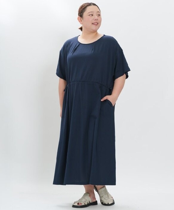 大きいサイズ AS KNOW AS olaca アズノゥアズ オオラカ シフォンフリル フレアチュニック カットソー15/ネイビー【2400011374233】