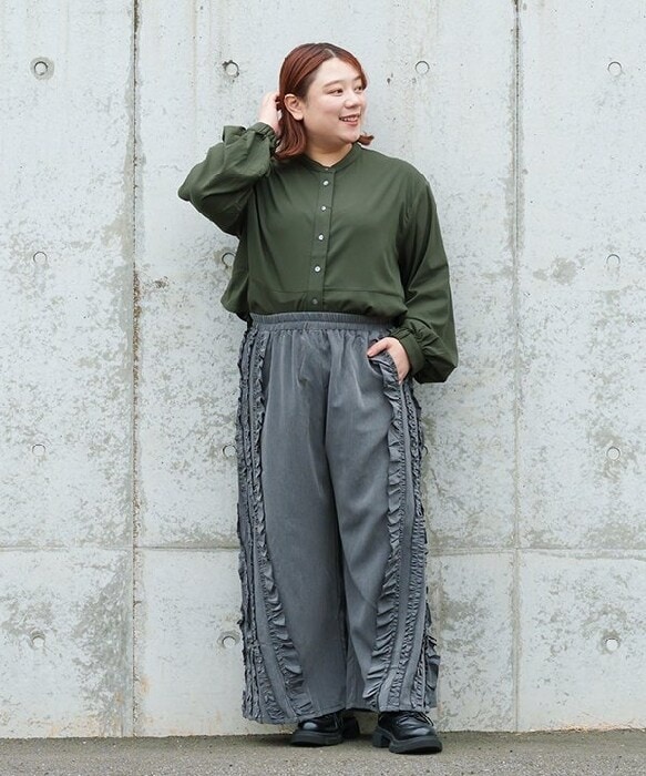 アズノゥアズオオラカ（AS KNOW AS olaca）/【大きいサイズ】前のめりフリルワイドＰＴ