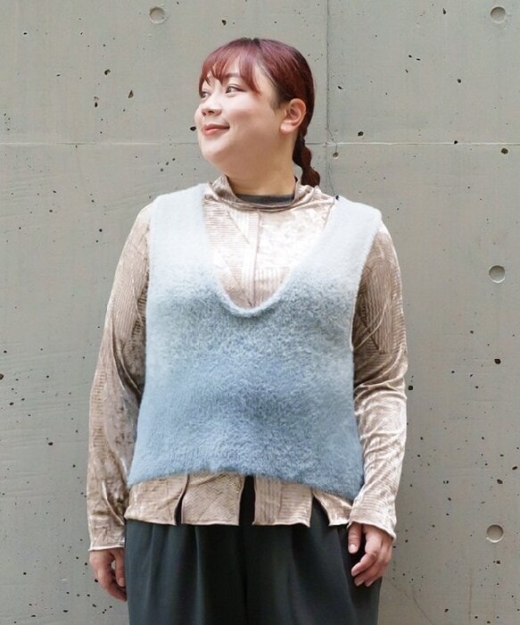 アズノゥアズオオラカ（AS KNOW AS olaca）/【大きいサイズ】ホワホワシャギーベスト
