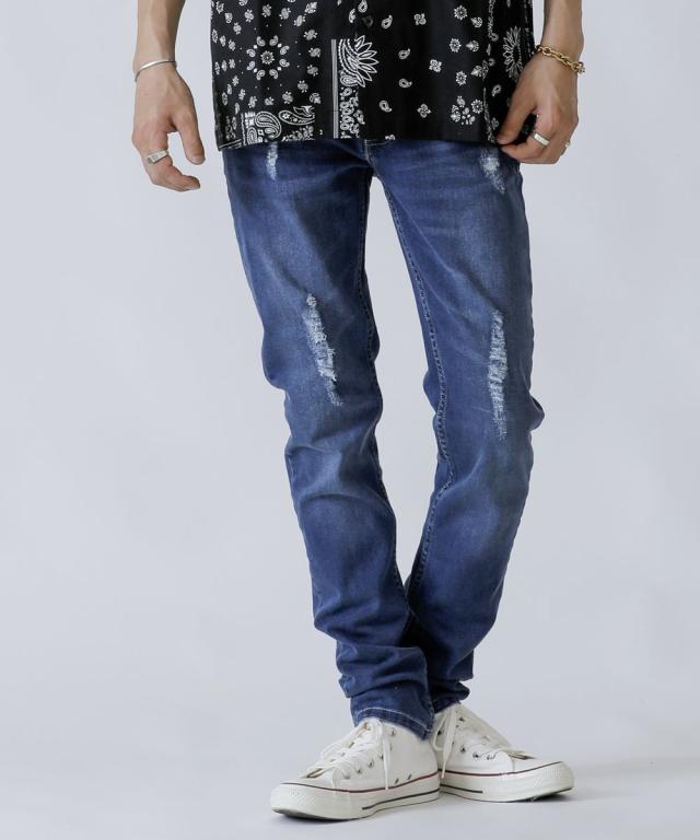 エーエスエム/[Brent Skinny] ストレッチ スキニー クラッシュダメージ