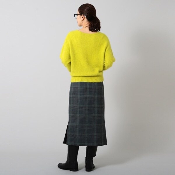 美品 アンタイトル ふわふわ 2WAYウールフォックス Vネックニット イエロー アンタイトル/【Oggi．jp掲載／前後2WAY】ウールフォックス V