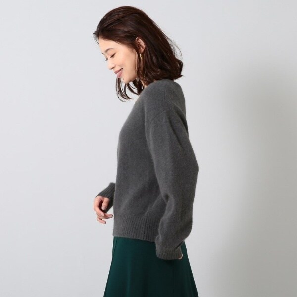美品 アンタイトル ふわふわ 2WAYウールフォックス Vネックニット イエロー アンタイトル/【Oggi．jp掲載／前後2WAY】ウールフォックス V