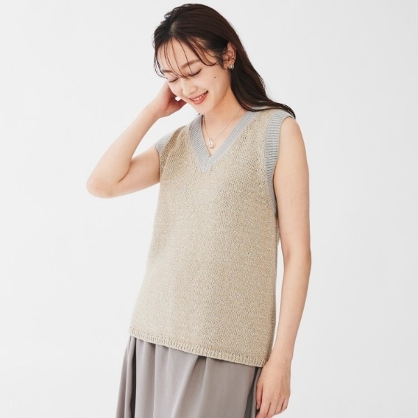 アンタイトル（UNTITLED）/【オールシーズンラメ】Vネックベスト