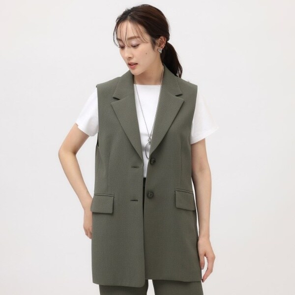 アンタイトル(UNTITLED)/【凹凸素材セットアップ可】クレープダブル テーラードベストの通販は