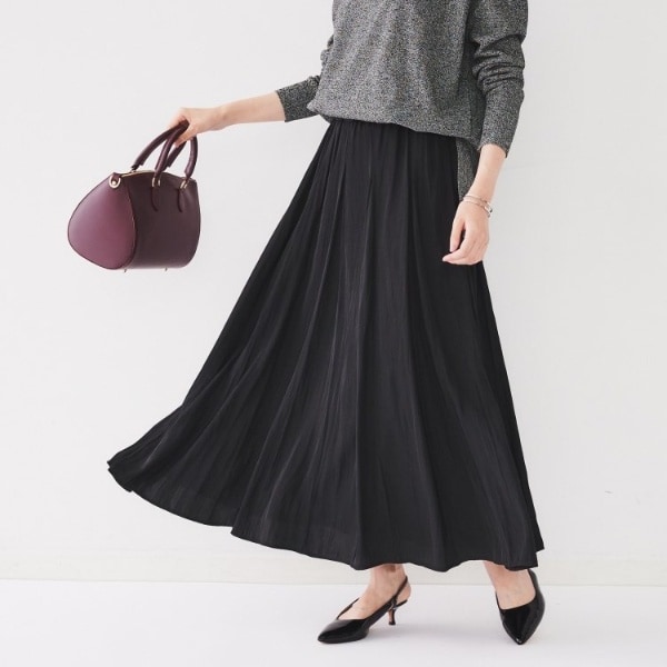 アンタイトル（UNTITLED）/【ウエストゴム洗える】パウダークロス ロングスカート
