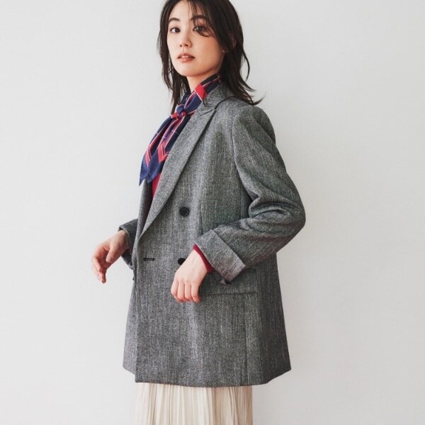 アンタイトル イタリア生地　ツイードダブルブレストオーバージャケット　1 アンタイトル イタリア生地 ツイードダブルブレストオーバー