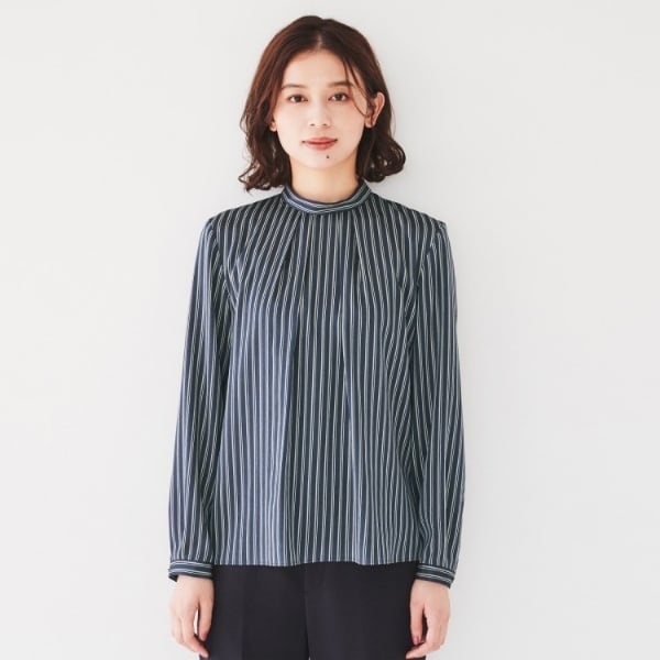 アンタイトル【通勤スーツ/入卒/セレモニー】ストライプ スタンドカラーブラウス 通勤スーツ/入卒/セレモニー】ストライプ スタンドカラー