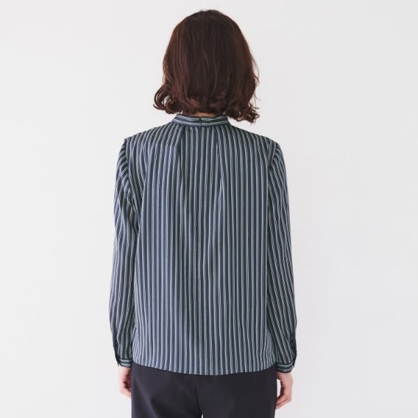アンタイトル【通勤スーツ/入卒/セレモニー】ストライプ スタンドカラーブラウス 通勤スーツ/入卒/セレモニー】ストライプ スタンドカラー