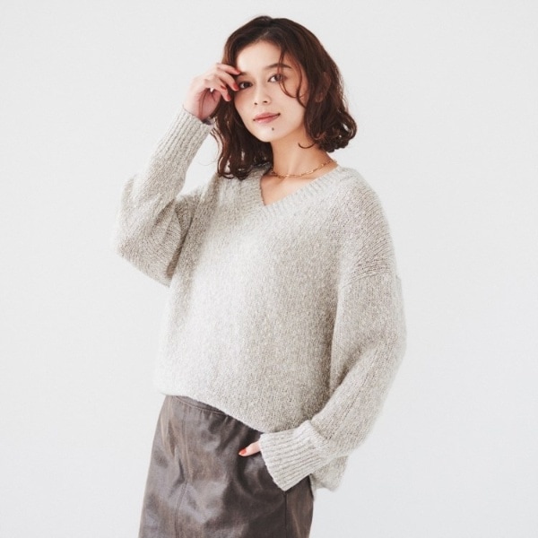 アンタイトル（UNTITLED）/【ゆったりこなれ感】ミックスツイストプルオーバーニット