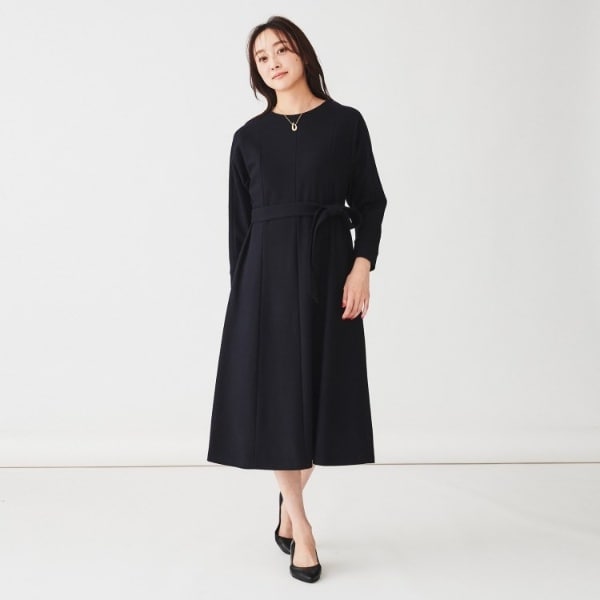 アンタイトル（UNTITLED）/【日本製きれい目ベルト付】ミルドジャージワンピース