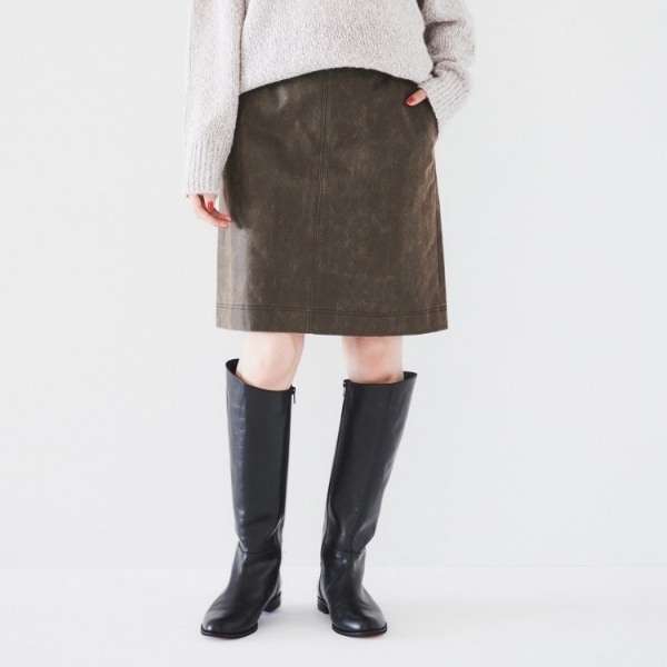 アンタイトル（UNTITLED）/【日本製ヴィンテージ感】レザー調ミニスカート